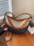 Two Tone Chain Decor Hobo Bag