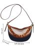 Two Tone Chain Decor Hobo Bag