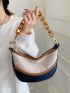 Two Tone Chain Decor Hobo Bag