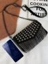 Mini Studded & Fringe Decor Flap Square Bag