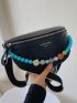 Letter Print Beaded Decor Fanny Pack