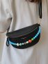 Letter Print Beaded Decor Fanny Pack