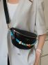 Letter Print Beaded Decor Fanny Pack