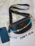 Letter Print Beaded Decor Fanny Pack