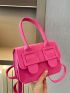 Mini Neon Pink Buckle Decor Flap Square Bag