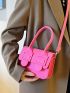 Mini Neon Pink Buckle Decor Flap Square Bag