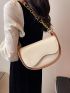 Contrast Binding Flap Chain Saddle Bag