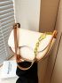 Contrast Binding Flap Chain Saddle Bag