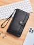 Black Long Wallet Credit Card Holder With Zipper For Daily