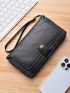 Black Long Wallet Credit Card Holder With Zipper For Daily