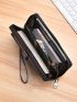 Black Long Wallet Credit Card Holder With Zipper For Daily