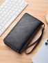 Black Long Wallet Credit Card Holder With Zipper For Daily