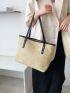 Contrast Binding Straw Bag