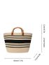 Striped Pattern Bamboo Joint Design Straw Bag