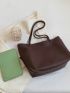 Litchi Embossed Shoulder Tote Bag With Inner Pouch