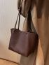 Litchi Embossed Shoulder Tote Bag With Inner Pouch