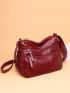 Women's Multi Zipper Shoulder Bag, Versatile Solid Color Artificial Leather Crossbody Bag