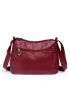 Women's Multi Zipper Shoulder Bag, Versatile Solid Color Artificial Leather Crossbody Bag