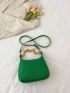 Letter Patch Decor Chain Hobo Bag