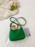 Letter Patch Decor Chain Hobo Bag