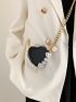 Mini Crocodile Embossed Faux Pearl Decor Heart Design Novelty Bag