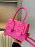 Mini Neon Pink Buckle Decor Flap Square Bag