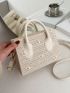 Mini Floral Embroidered Straw Bag Fashion Woven Crossbody Bag Women's Summer Beach Handbag