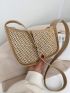 Contrast Binding Straw Bag