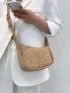 Contrast Binding Straw Bag