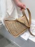 Contrast Binding Straw Bag