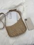 Contrast Binding Straw Bag