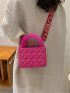 Mini Neon Pink Quilted Fluffy Handle Square Bag