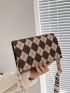 Argyle Pattern Flap Square Bag