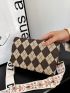 Argyle Pattern Flap Square Bag