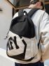 Men Letter Graphic Functional Backpack