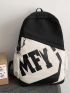 Men Letter Graphic Functional Backpack