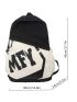 Men Letter Graphic Functional Backpack