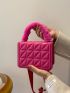 Mini Neon Pink Quilted Fluffy Handle Square Bag