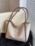 Snap Button Double Handle Shoulder Tote Bag