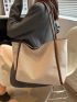 Snap Button Double Handle Shoulder Tote Bag