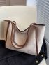 Snap Button Double Handle Shoulder Tote Bag