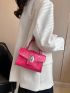 Mini Neon Pink Crocodile Embossed Chain Flap Square Bag