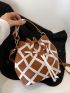 Plaid Pattern Drawstring Front Bucket Bag