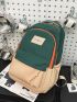 Men Color Block Letter Patch Decor Functional Backpack