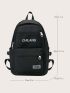 Men Letter Patch Decor Functional Backpack