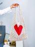 Heart Graphic Crochet Bag