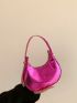 Neon Pink Snakeskin Embossed Hobo Bag