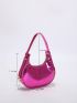 Neon Pink Snakeskin Embossed Hobo Bag