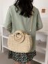 Drawstring Detail Straw Bag