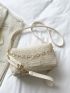 Chain & Letter Patch Decor Straw Bag